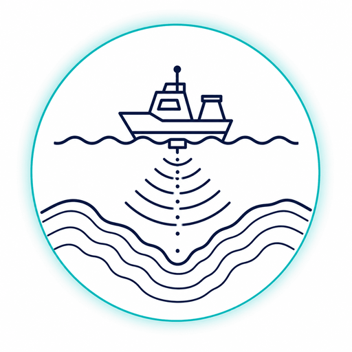 Bathymetric survey water depth and sonar icon