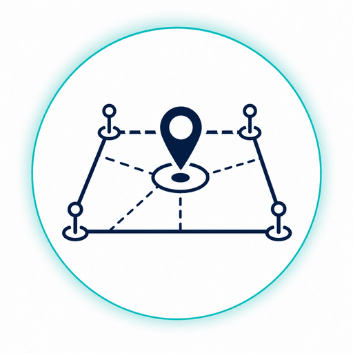 Property survey boundary marker and land parcel icon